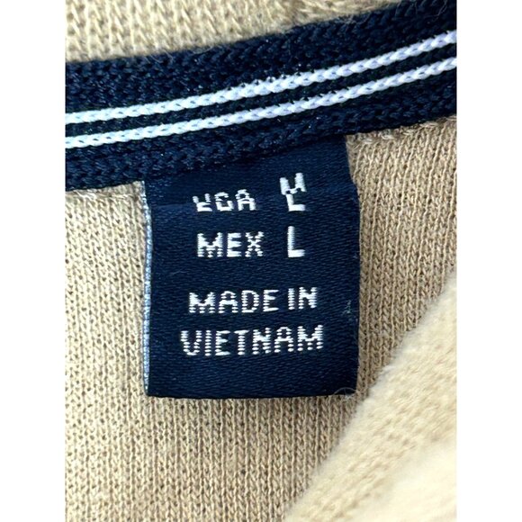 Nautica Men's Sweater Vtg Tan M  2-Button Cotton Shawl Collar Logo Long Sleeve - Picture 6 of 16